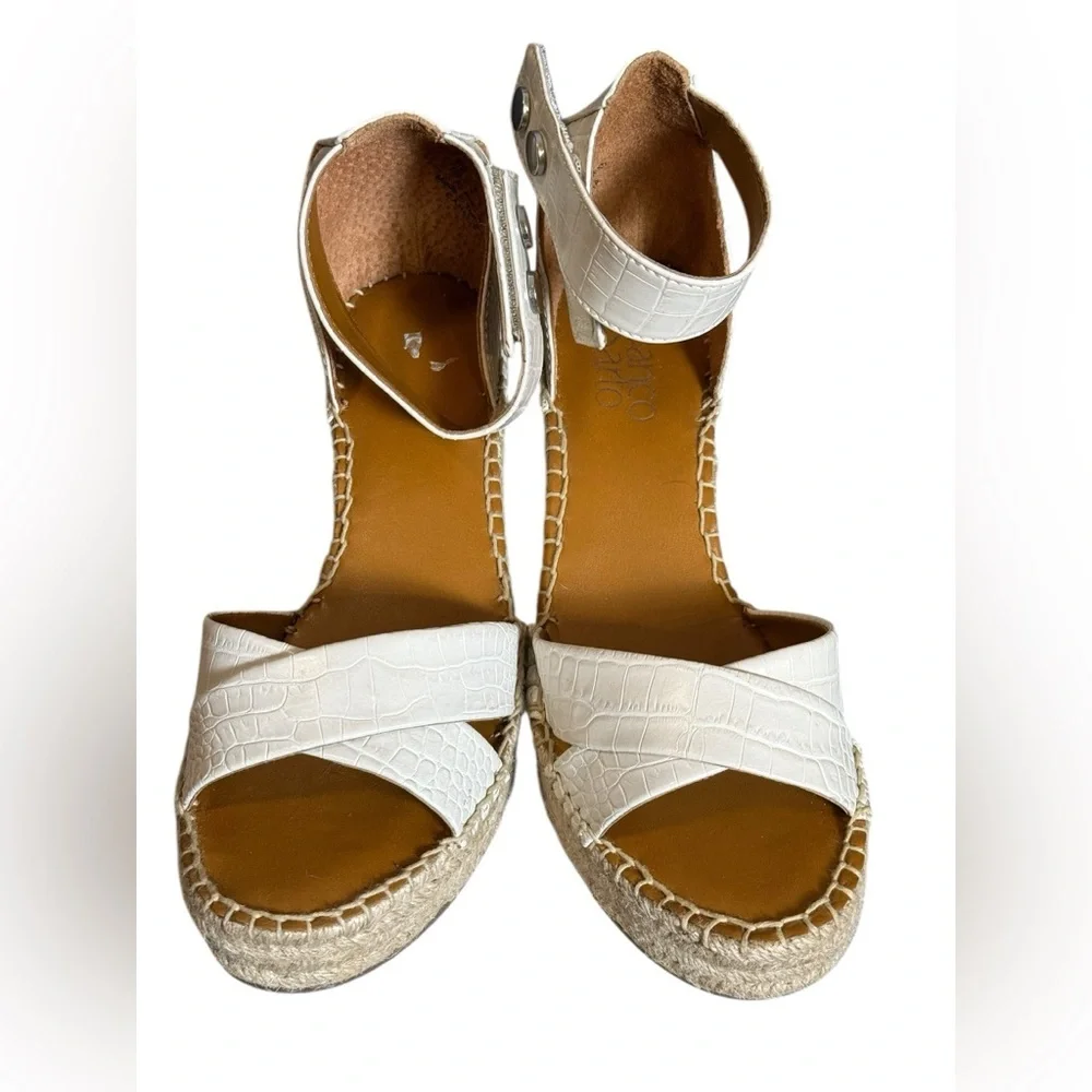 Franco Sarto White Croc-Embossed Espadrilles 7